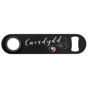Cardiff-vlag in een hart, Wales, Caerdydd Speed Flessenopener
