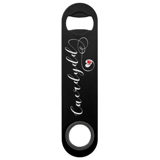 Cardiff-vlag in een hart, Wales, Caerdydd Speed Flessenopener (Achterkant)