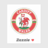 Cardiff Wales Circle Embleem Sticker (Vel)