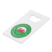 Cardiff Wales Creditkaart Flessenopener (Voorkant Gekanteld)