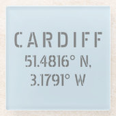 Cardiff Wales Latitude & Longitude Glazen Onderzetter (Voorkant)