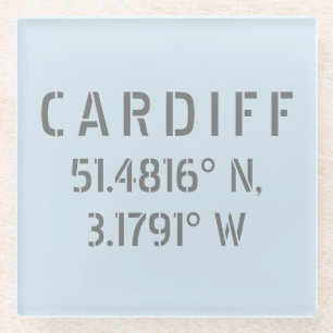 Cardiff Wales Latitude & Longitude Glazen Onderzetter