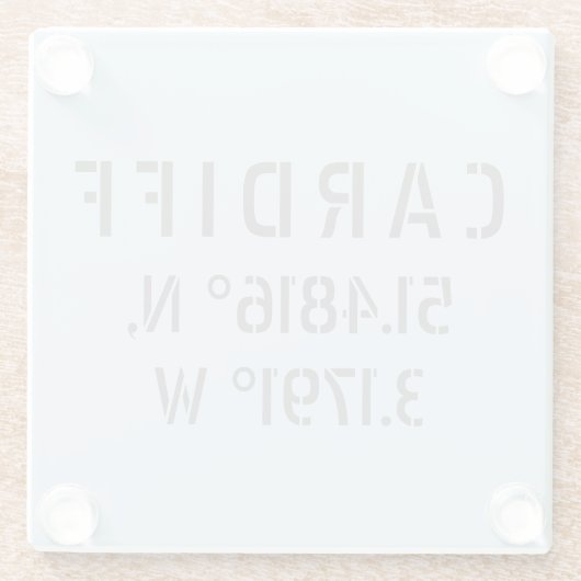 Cardiff Wales Latitude & Longitude Glazen Onderzetter (Achterkant)