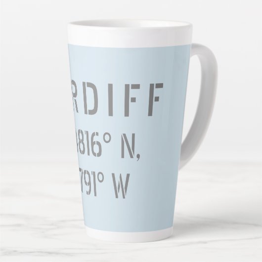 Cardiff Wales Latitude & Longitude Latte Mok (Rechterhoek)