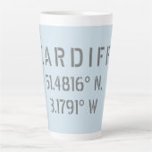 Cardiff Wales Latitude & Longitude Latte Mok (Voorkant)