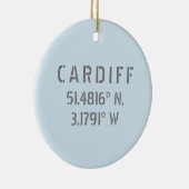 Cardiff Wales Latitude & Longitude, op maat gemaak Keramisch Ornament (Rechts)