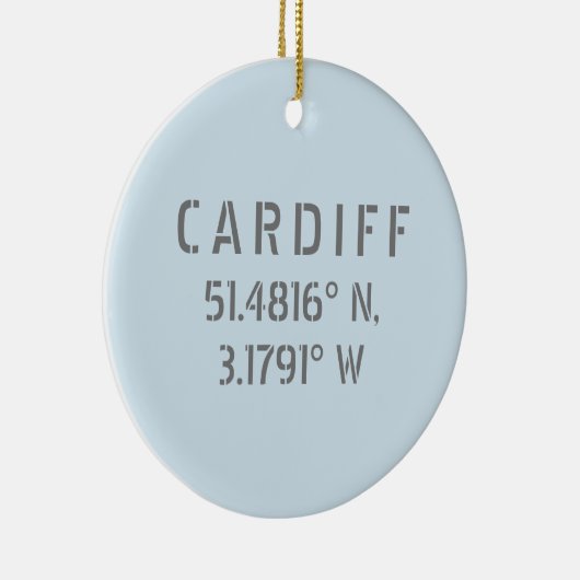 Cardiff Wales Latitude & Longitude, op maat gemaak Keramisch Ornament (Rechts)