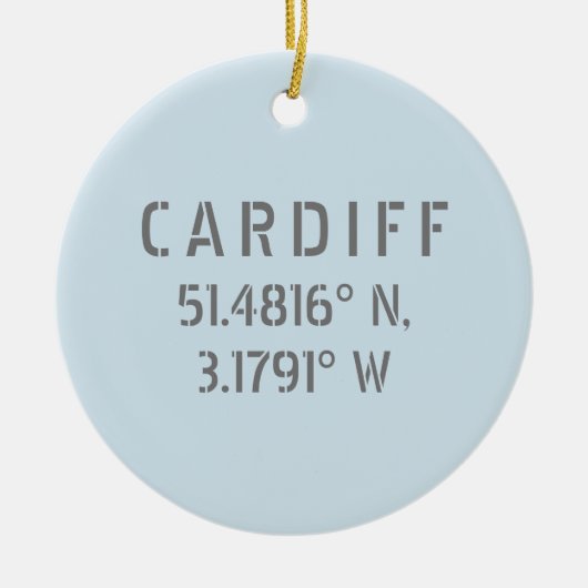 Cardiff Wales Latitude & Longitude, op maat gemaak Keramisch Ornament (Voorkant)