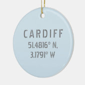 Cardiff Wales Latitude & Longitude, op maat gemaak Keramisch Ornament (Links)