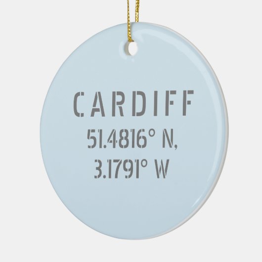 Cardiff Wales Latitude & Longitude, op maat gemaak Keramisch Ornament (Links)