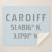 Cardiff Wales Latitude & Longitude Sherpa Deken (Voorkant (horizontaal))