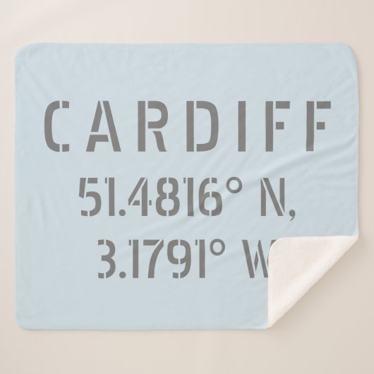 Cardiff Wales Latitude & Longitude Sherpa Deken (Voorkant (horizontaal))