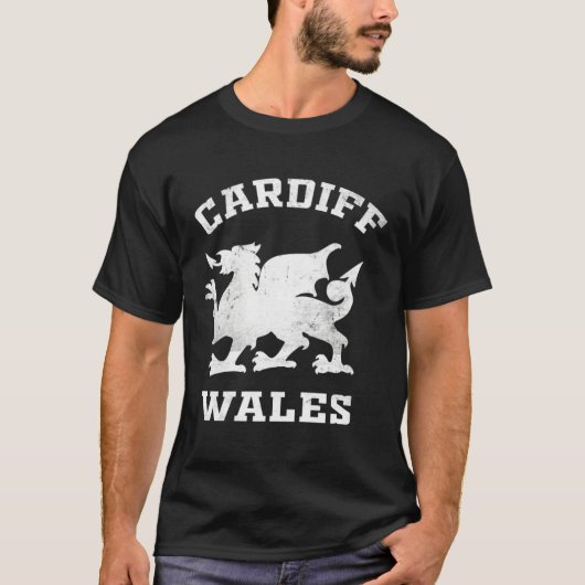 Cardiff Wales Men Women Kids Students Welsh Drago T-shirt (Voorkant)