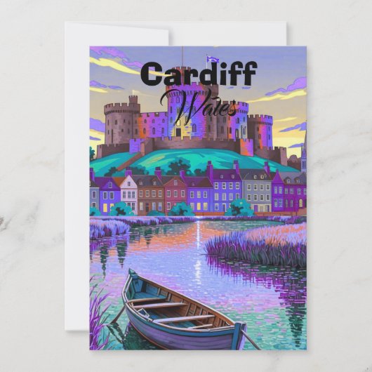 Cardiff Wales Reisposter, Cardiff Stad Muurkunst Kaart (Voorkant)