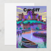 Cardiff Wales Reisposter, Cardiff Stad Muurkunst Kaart (Voorkant / Achterkant)