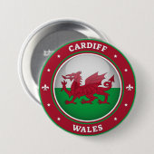 Cardiff Wales Ronde Button 7,6 Cm (Voorkant /achterkant)