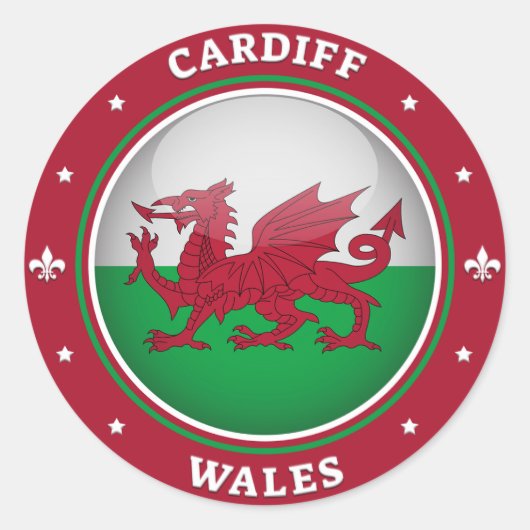 Cardiff Wales Ronde Sticker (Voorkant)