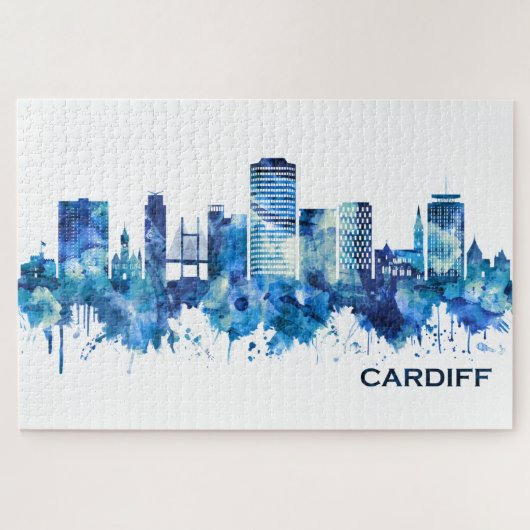 Cardiff Wales Skyline Blue Legpuzzel (Horizontaal)