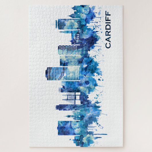 Cardiff Wales Skyline Blue Legpuzzel (Verticaal)