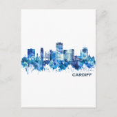 Cardiff Wales Skyline Blue Uitnodiging Briefkaart (Voorkant)