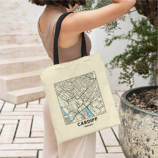 Cardiff, Wales Stad Kaart Boodschappentas Tote Bag