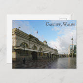 Cardiff Wales Treinstation Welsh Reisfoto Briefkaart (Voorkant / Achterkant)