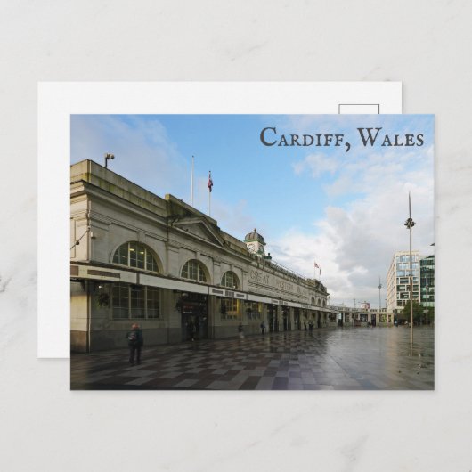 Cardiff Wales Treinstation Welsh Reisfoto Briefkaart (Voorkant / Achterkant)