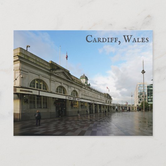 Cardiff Wales Treinstation Welsh Reisfoto Briefkaart (Voorkant)