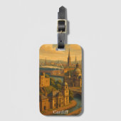  Cardiff Wales UK Retro Art Bagagelabel (Voorkant (verticaal))