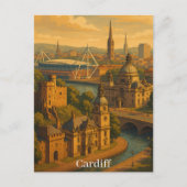 Cardiff Wales UK Retro Art Briefkaart (Voorkant)