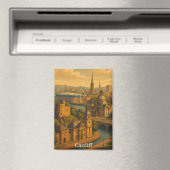 Cardiff Wales UK Retro Art Magneet (Insitu (Vaatwasser))