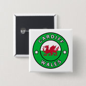 Cardiff Wales Vierkante Button 5,1 Cm (Voorkant /achterkant)