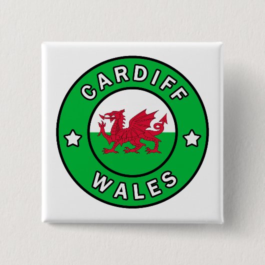 Cardiff Wales Vierkante Button 5,1 Cm (Voorkant)