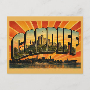 Cardiff Wales Vintage Reis Kunst Briefkaart