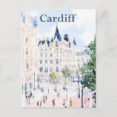 Cardiff Wales Waterverf Schilderij Reizen Briefkaart (Voorkant)