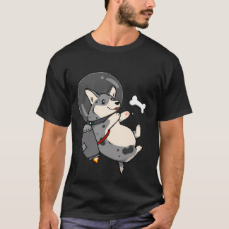 Cardigan Blue Merle Space Corgi met jetpack T-shirt