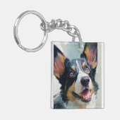 Cardigan corgi aquarel sleutelhanger (Voorkant Links)