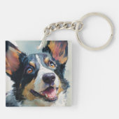 Cardigan corgi aquarel sleutelhanger (Achterkant)
