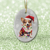 Cardigan Corgi Hond Verpakt in Kerstverlichting Keramisch Ornament