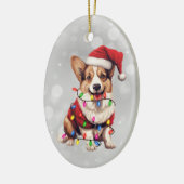 Cardigan Corgi Hond Verpakt in Kerstverlichting Keramisch Ornament (Links)