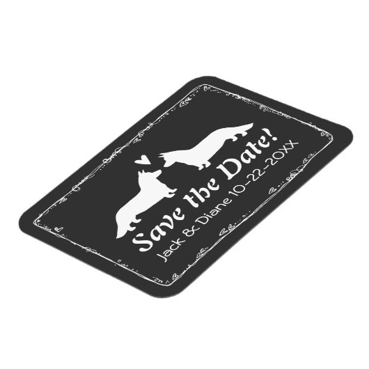 Cardigan Corgis Bruiloft Save the Date Magneet (Linkerzijde)