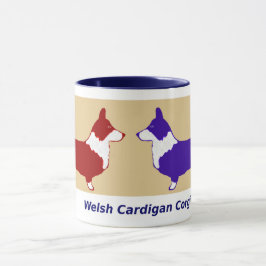 Cardigan Corgis rood en blauw Mok