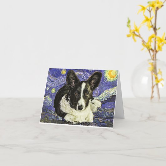 Cardigan Welse Corgi Notecards Kaart (Gele Bloem)