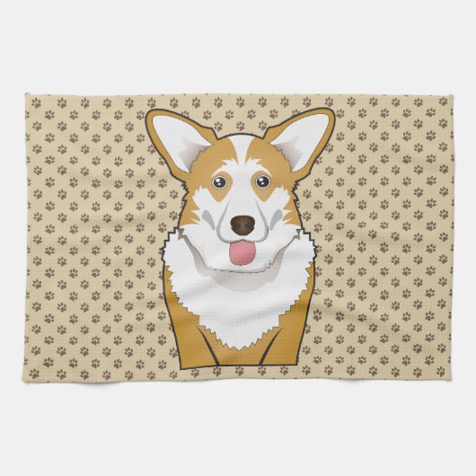 Cardigan Welsh Corgi Cartoon Theedoek (Horizontaal)