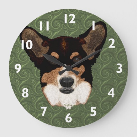 Cardigan Welsh Corgi Clock Grote Klok (Voorkant)
