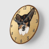 Cardigan Welsh Corgi Clock Ronde Klok (Hoek)