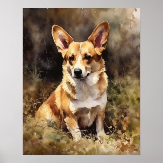 Cardigan Welsh Corgi Dog Art Print Poster (Voorkant)