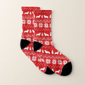 Cardigan Welsh Corgi Dog Silhouettes Kerstrood Sokken (Paar)