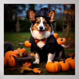 Cardigan Welsh Corgi Dog tijdens Halloween Poster