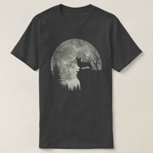 Cardigan Welsh Corgi en Moon Halloween T-shirt (Design voorkant)
